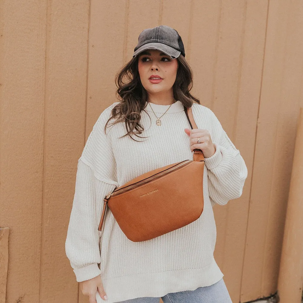 Large Vegan Leather Sidekick Cognac