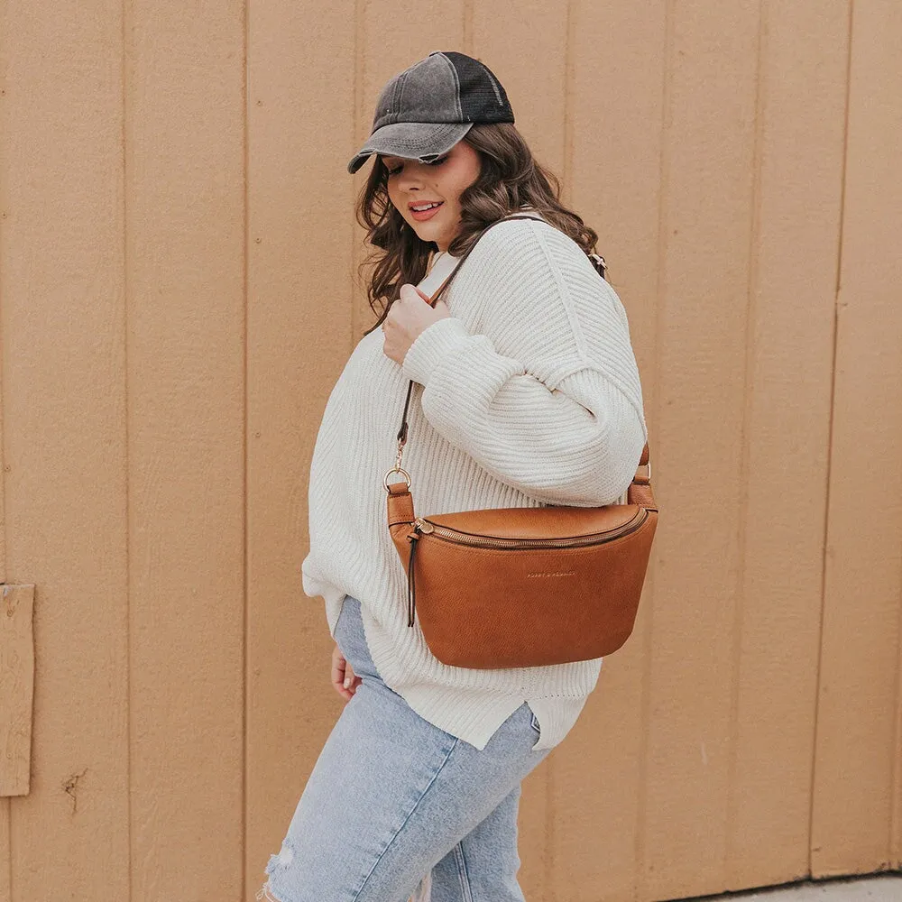 Large Vegan Leather Sidekick Cognac