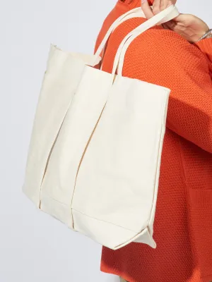 Large White Washed Canvas 6 Pockets Tote