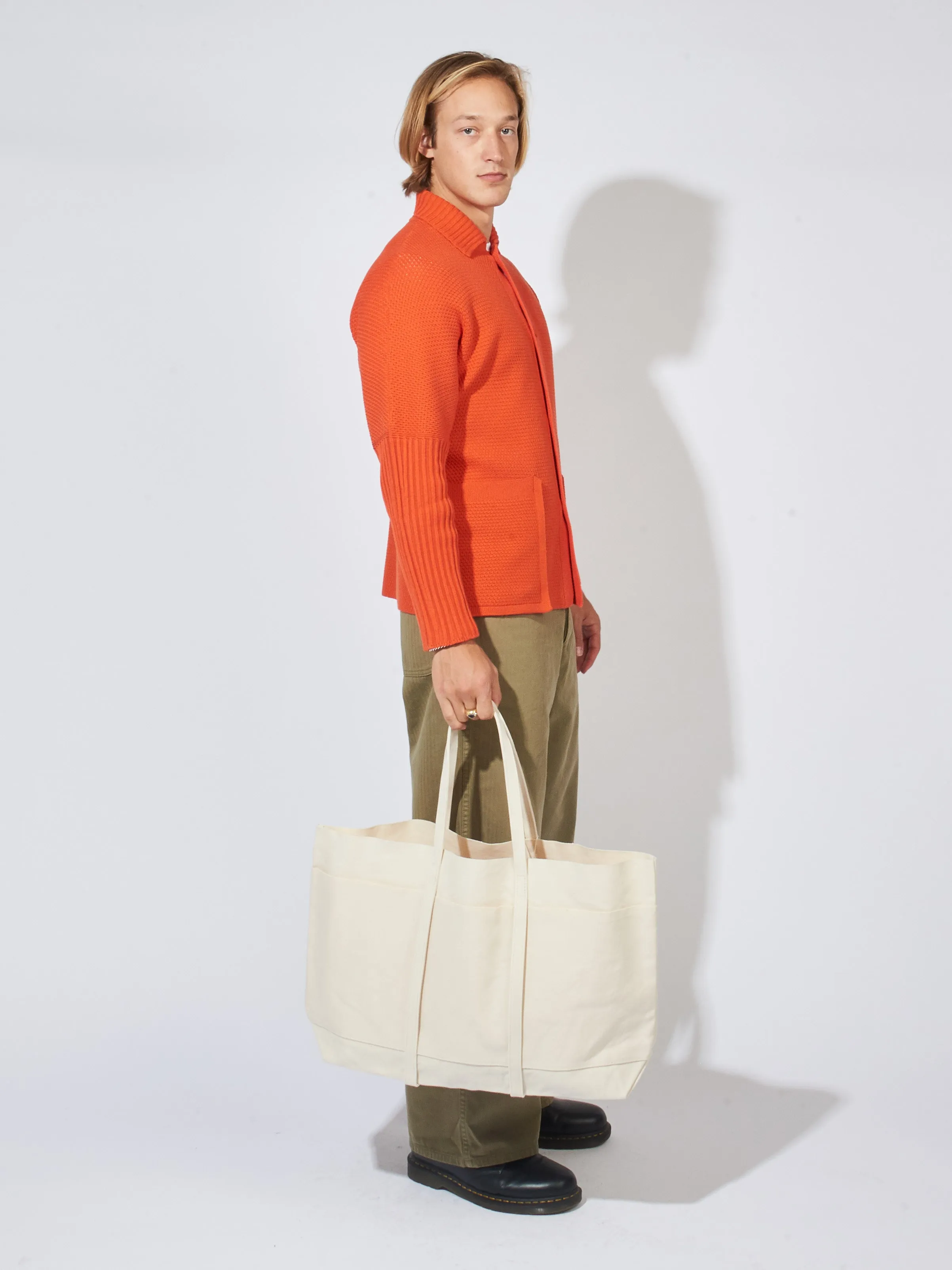 Large White Washed Canvas 6 Pockets Tote