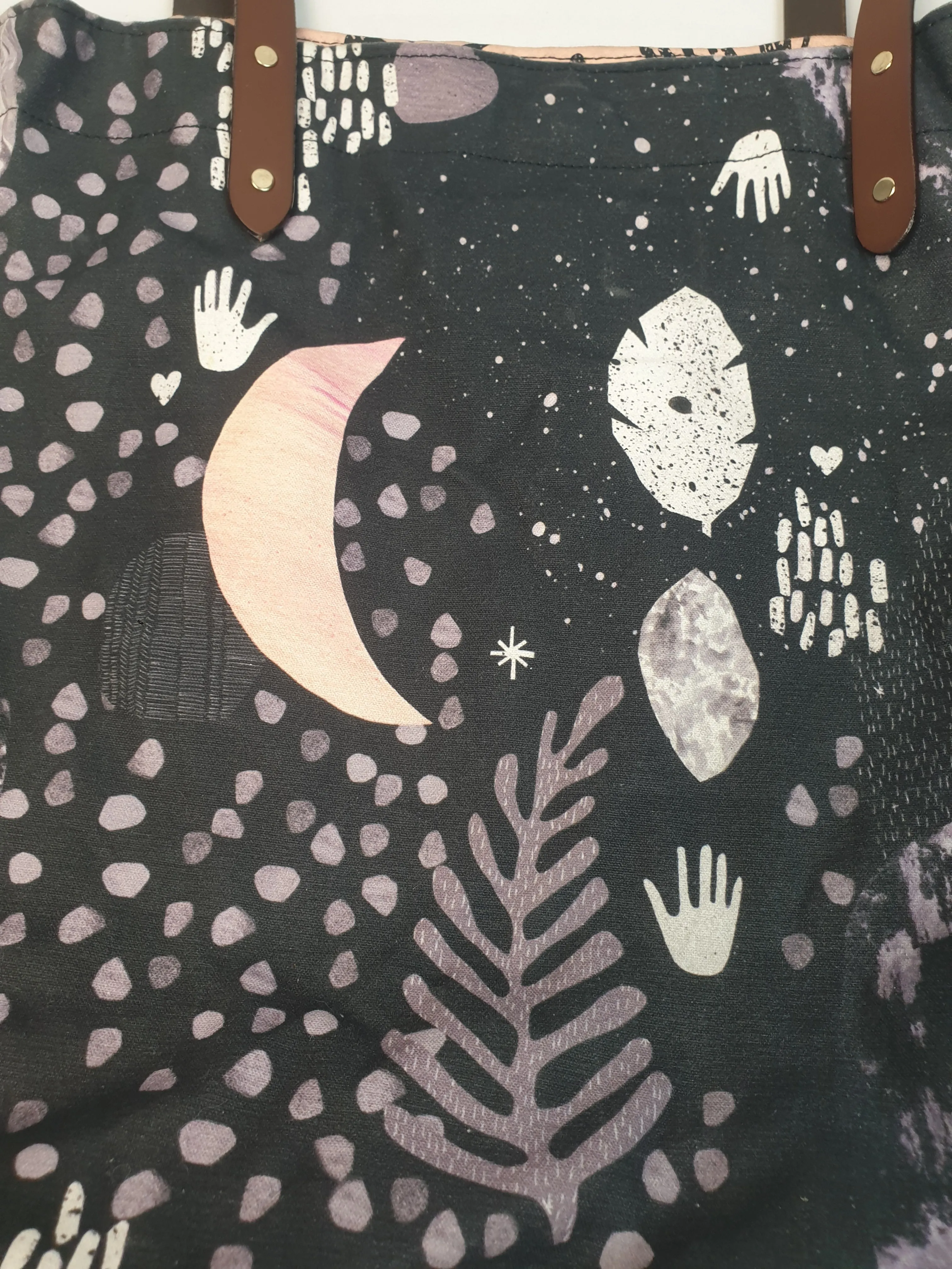 Laura Blythman stunning print tote with leather handles