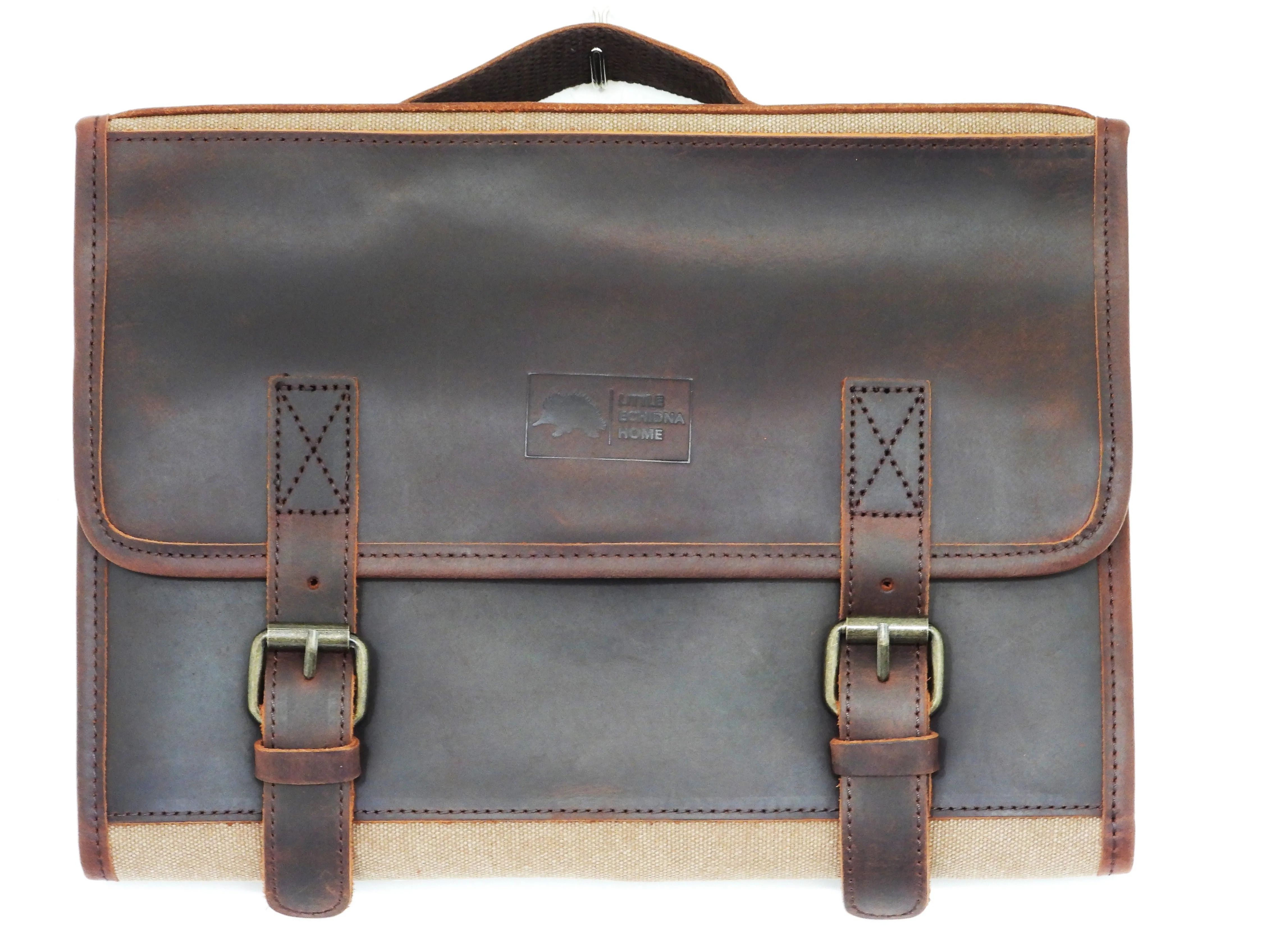 Leather & Canvas Men's Hanging Toiletry Bag