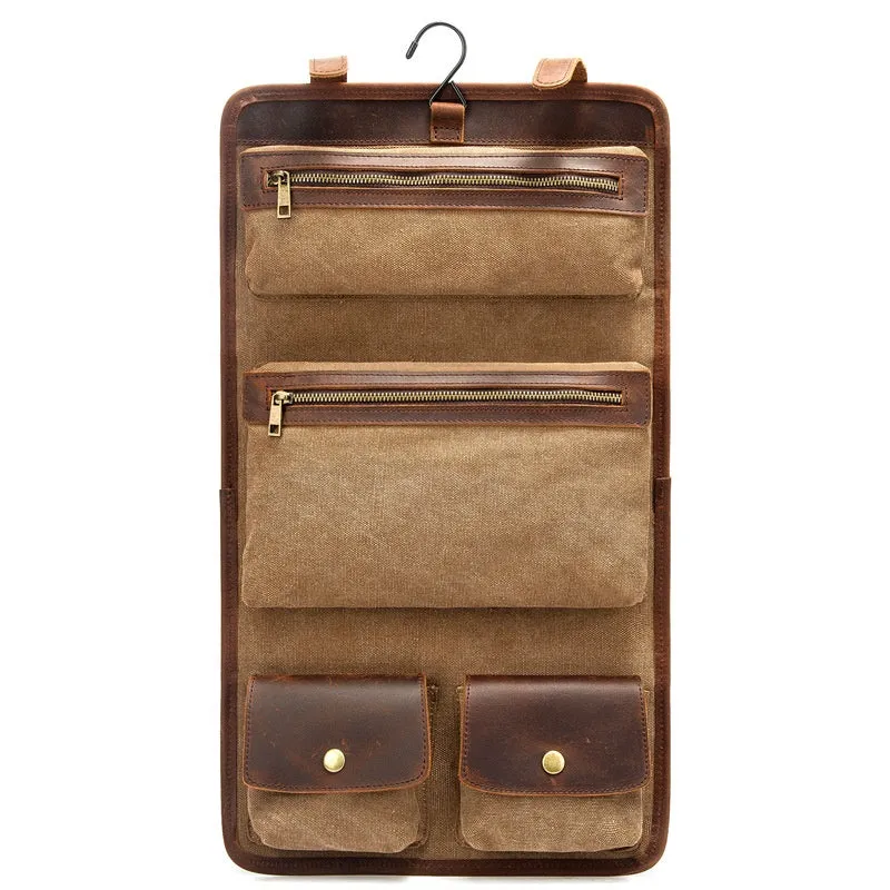 Leather & Canvas Men's Hanging Toiletry Bag