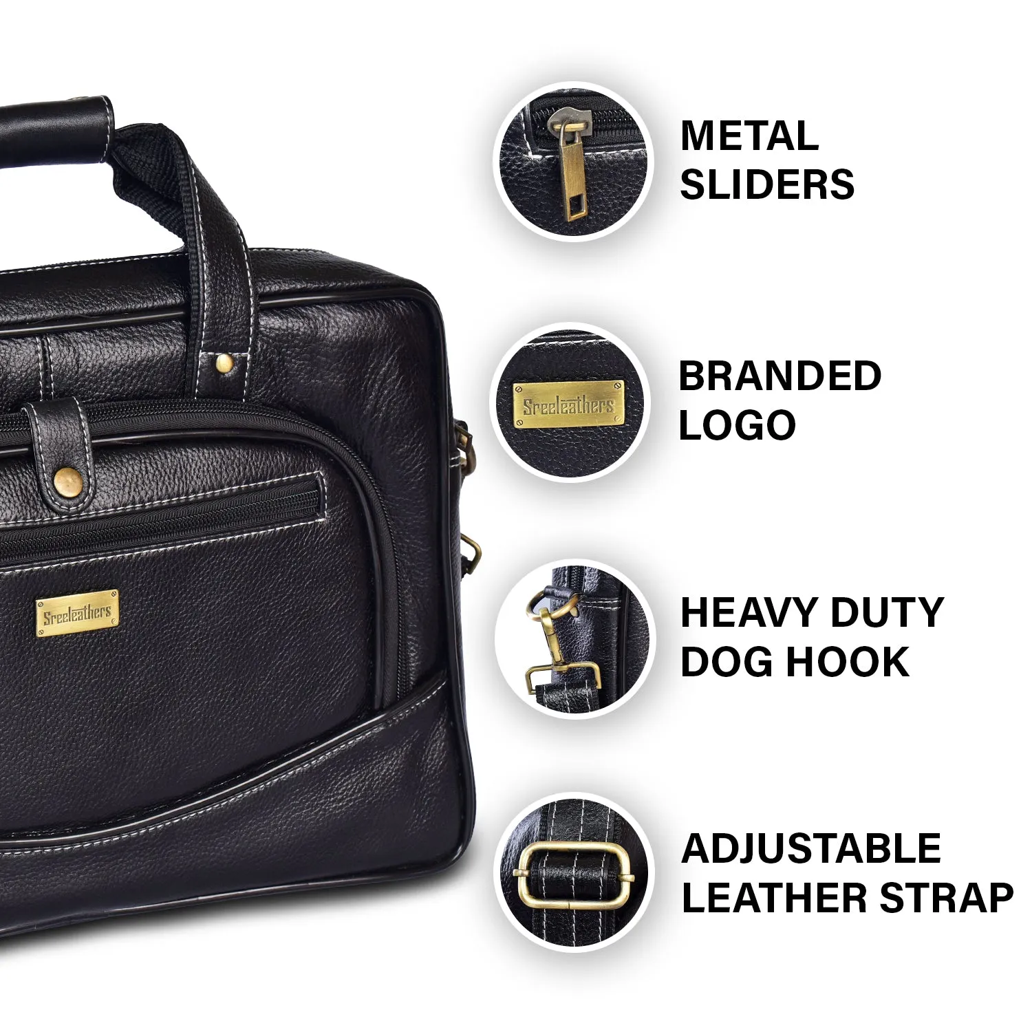 Leather Laptop Bag 36810 (BLACK)
