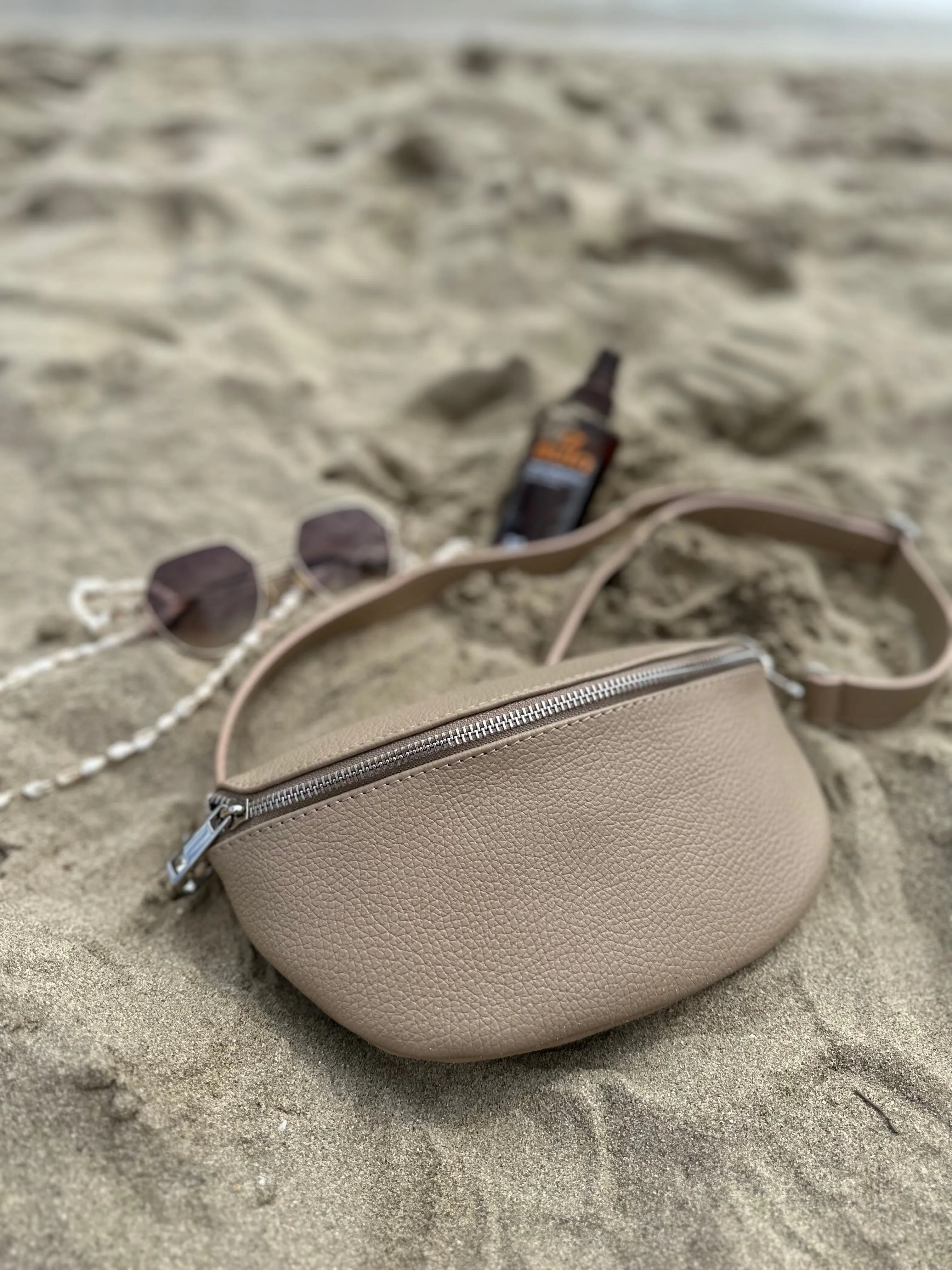 Leather Sling Bum Bag Beige