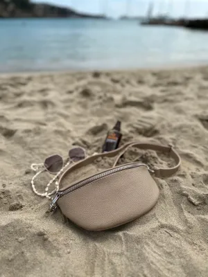 Leather Sling Bum Bag Beige
