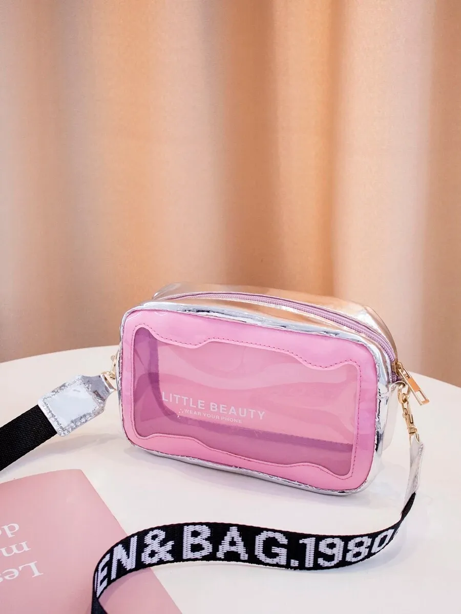 Letter Graphic Crossbody Bag - Pink- FD ⚡