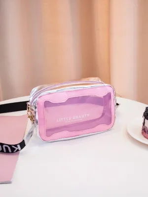 Letter Graphic Crossbody Bag - Pink- FD ⚡