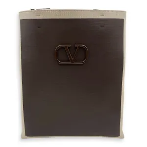 Logo Plaque 33x40x12cm Beige Crossbody Bag in Cotton canvas, calf, Lacquered Metal hardware