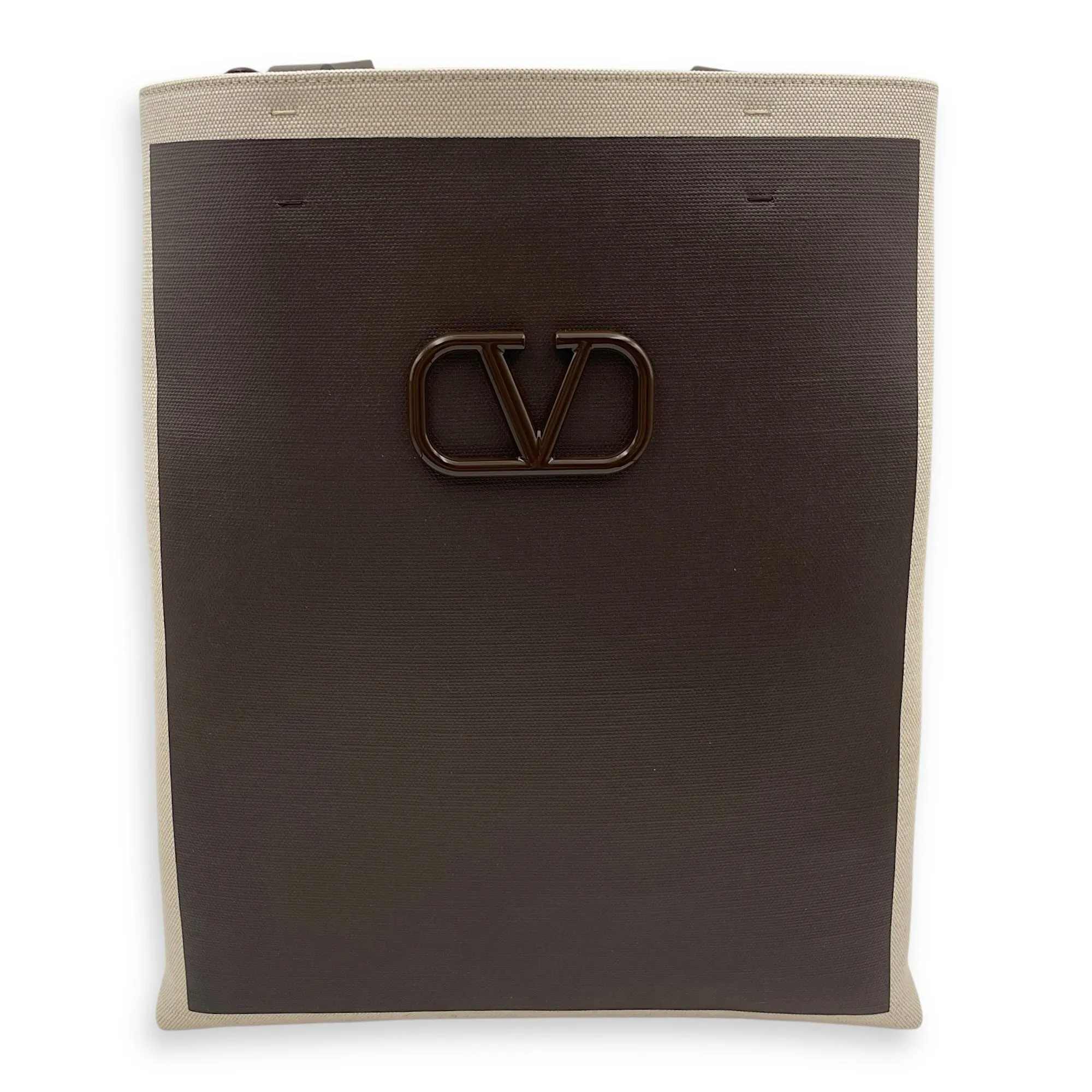 Logo Plaque 33x40x12cm Beige Crossbody Bag in Cotton canvas, calf, Lacquered Metal hardware