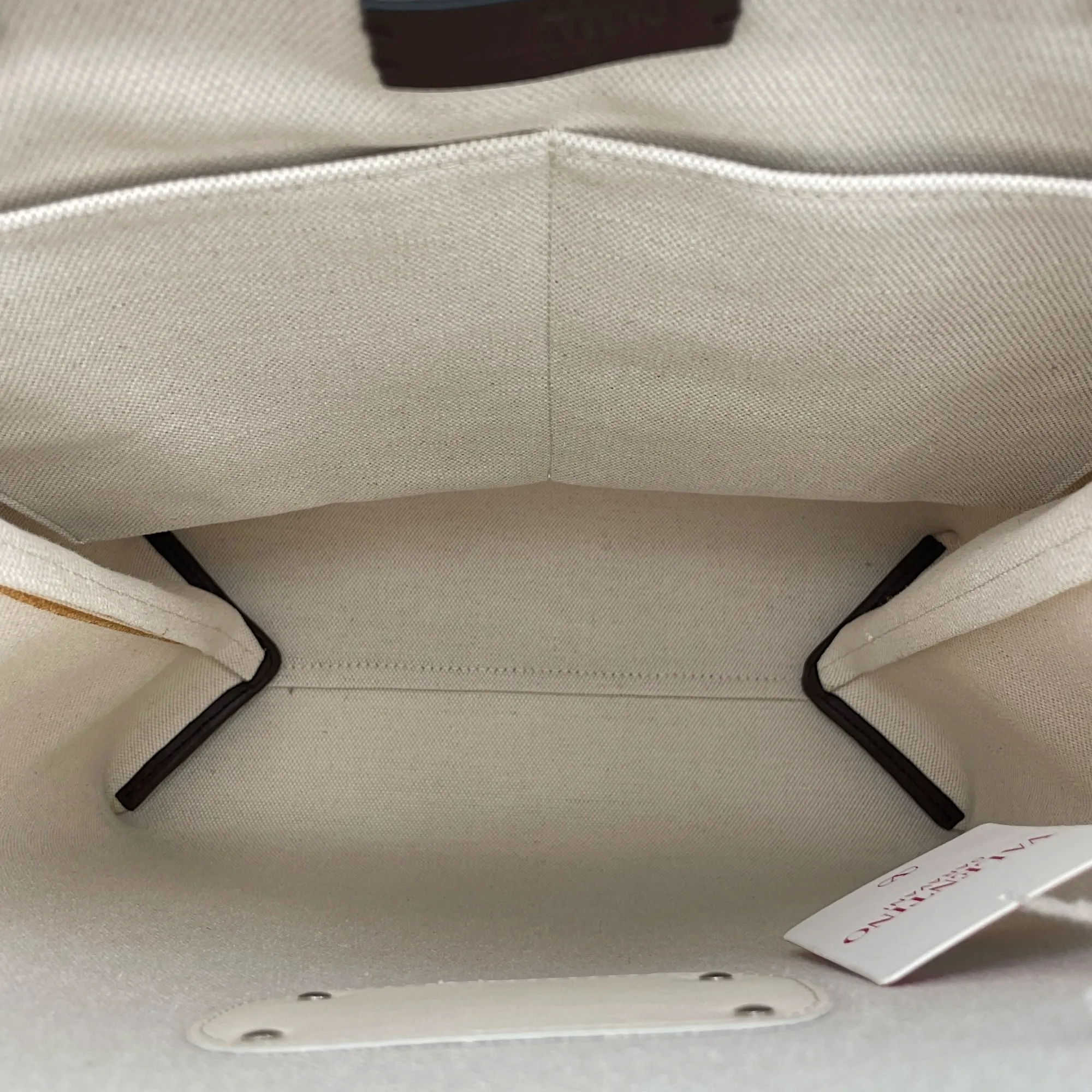 Logo Plaque 33x40x12cm Beige Crossbody Bag in Cotton canvas, calf, Lacquered Metal hardware