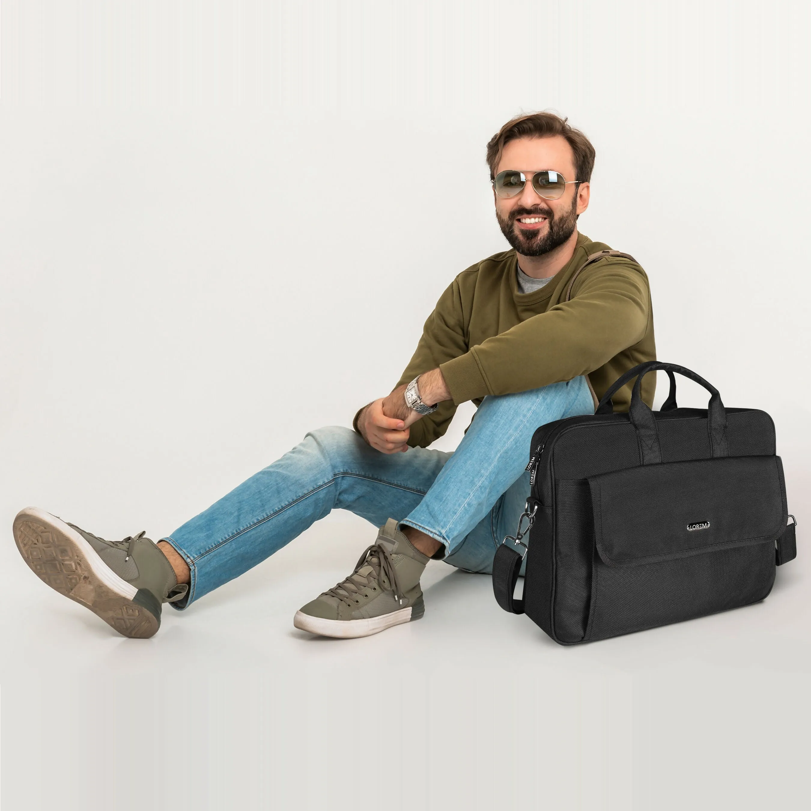 LOREM Faux Leather Messenger Bag for Men – 9.44L Capacity | Fits 15.6” Laptops (Dell, HP, Lenovo, MacBook) - BG118