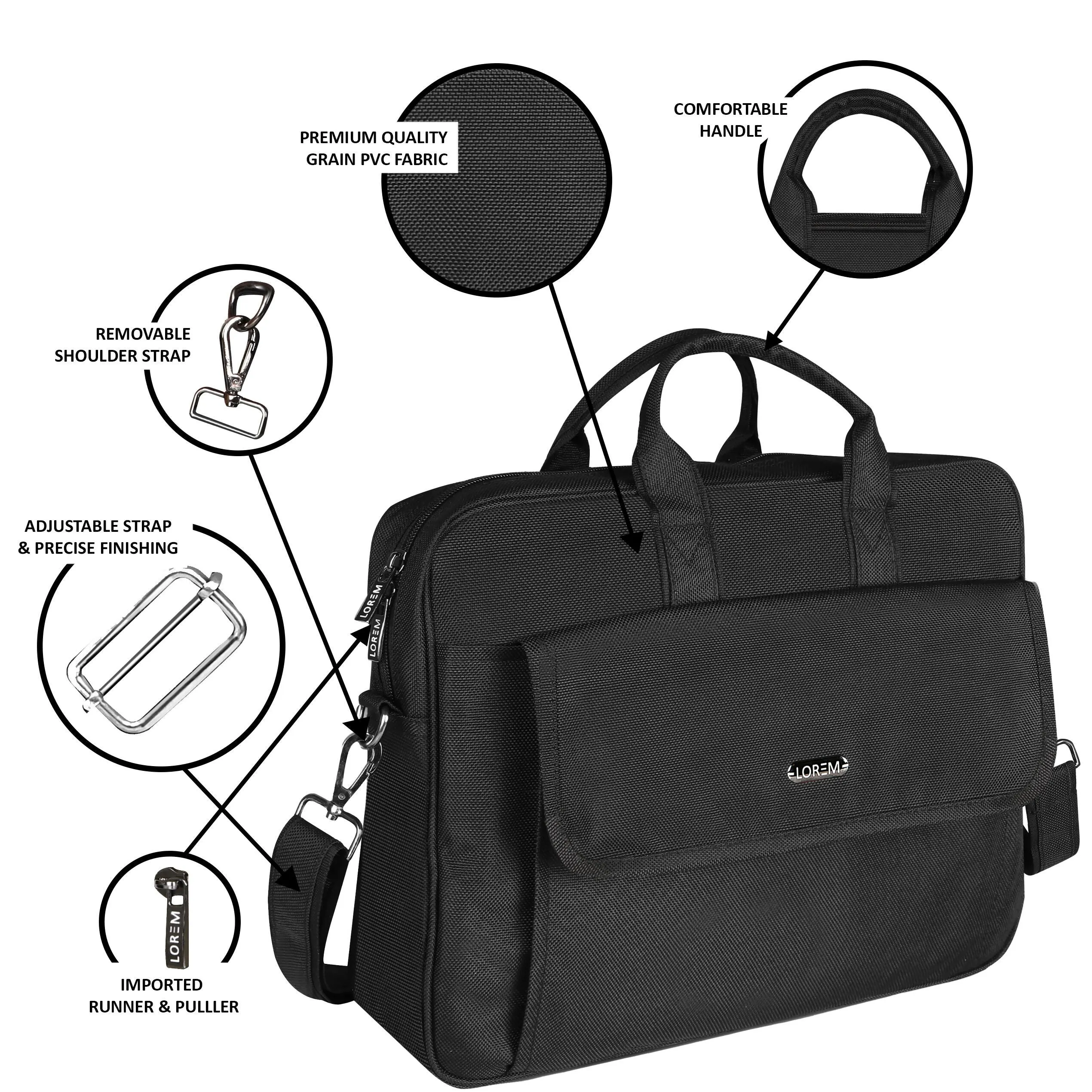 LOREM Faux Leather Messenger Bag for Men – 9.44L Capacity | Fits 15.6” Laptops (Dell, HP, Lenovo, MacBook) - BG118