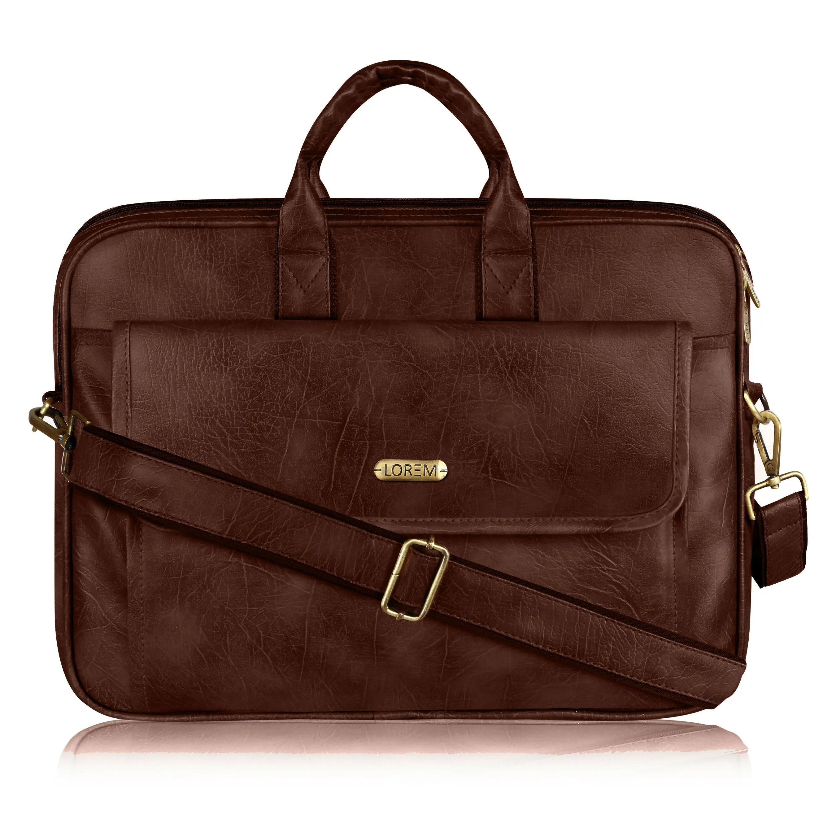 LOREM Faux Leather Messenger Bag for Men – 9.44L Capacity | Fits Up to 15.6” Laptops (Dell, HP, Lenovo, MacBook)