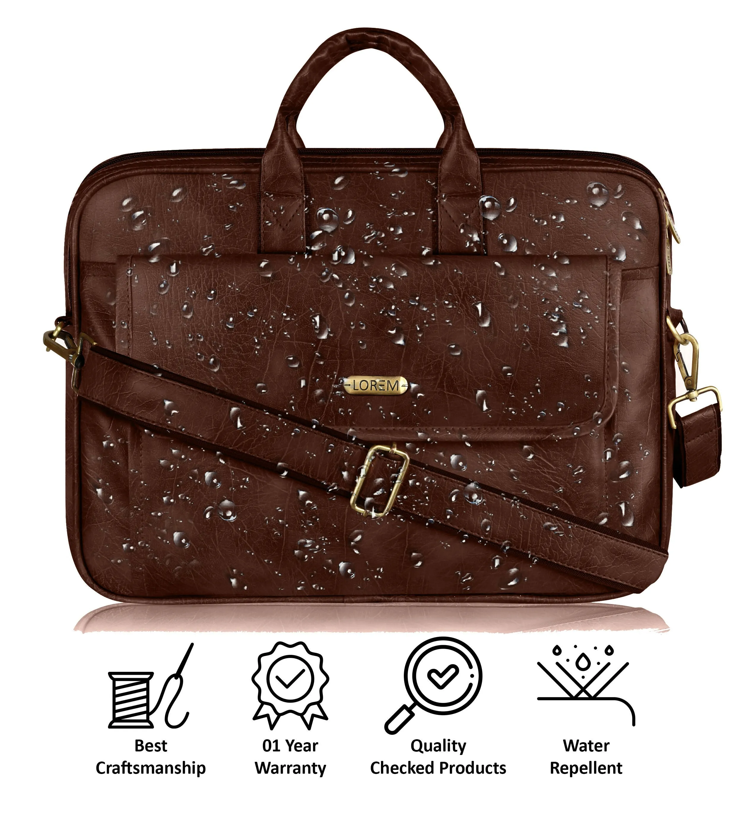 LOREM Faux Leather Messenger Bag for Men – 9.44L Capacity | Fits Up to 15.6” Laptops (Dell, HP, Lenovo, MacBook)