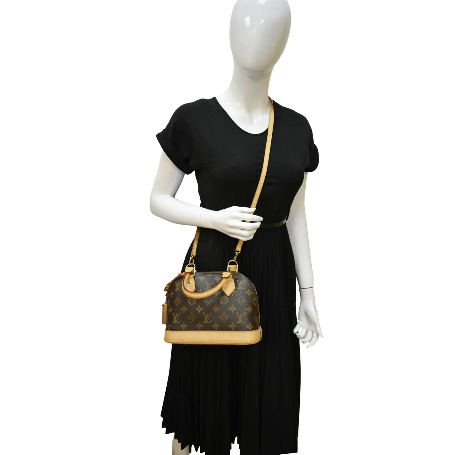 LOUIS VUITTON Alma BB Monogram Canvas Crossbody Bag Brown