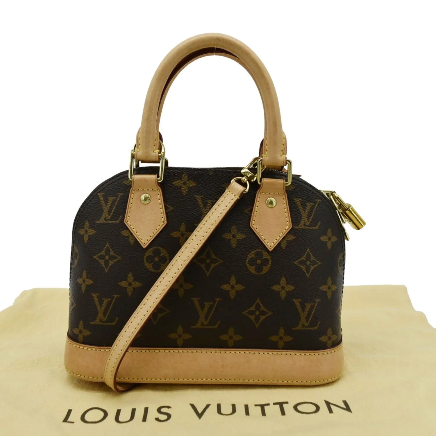 LOUIS VUITTON Alma BB Monogram Canvas Crossbody Bag Brown