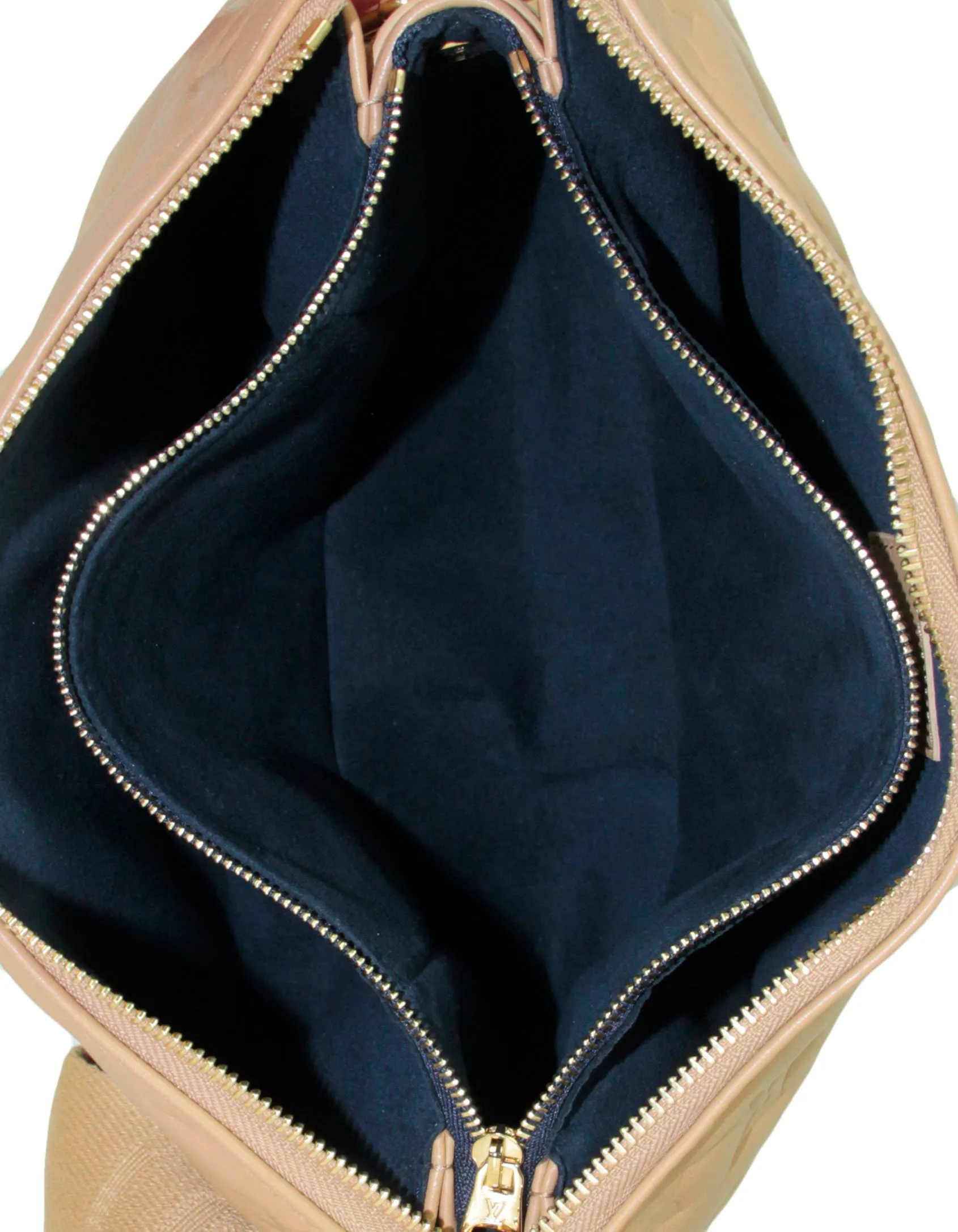 Louis Vuitton Camel Lambskin Leather Embossed Monogram Coussin PM Bag