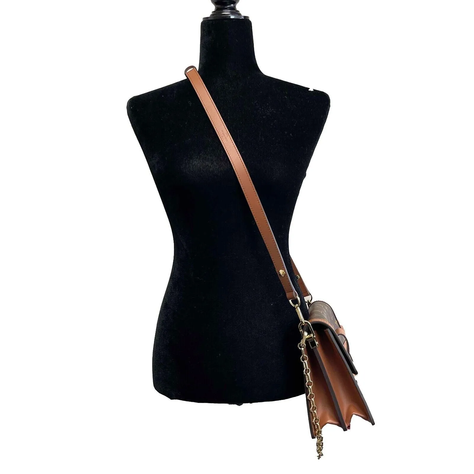 Louis Vuitton Dauphine Reverse Monogram Canvas Leather MM Brown Handbag NEW Box