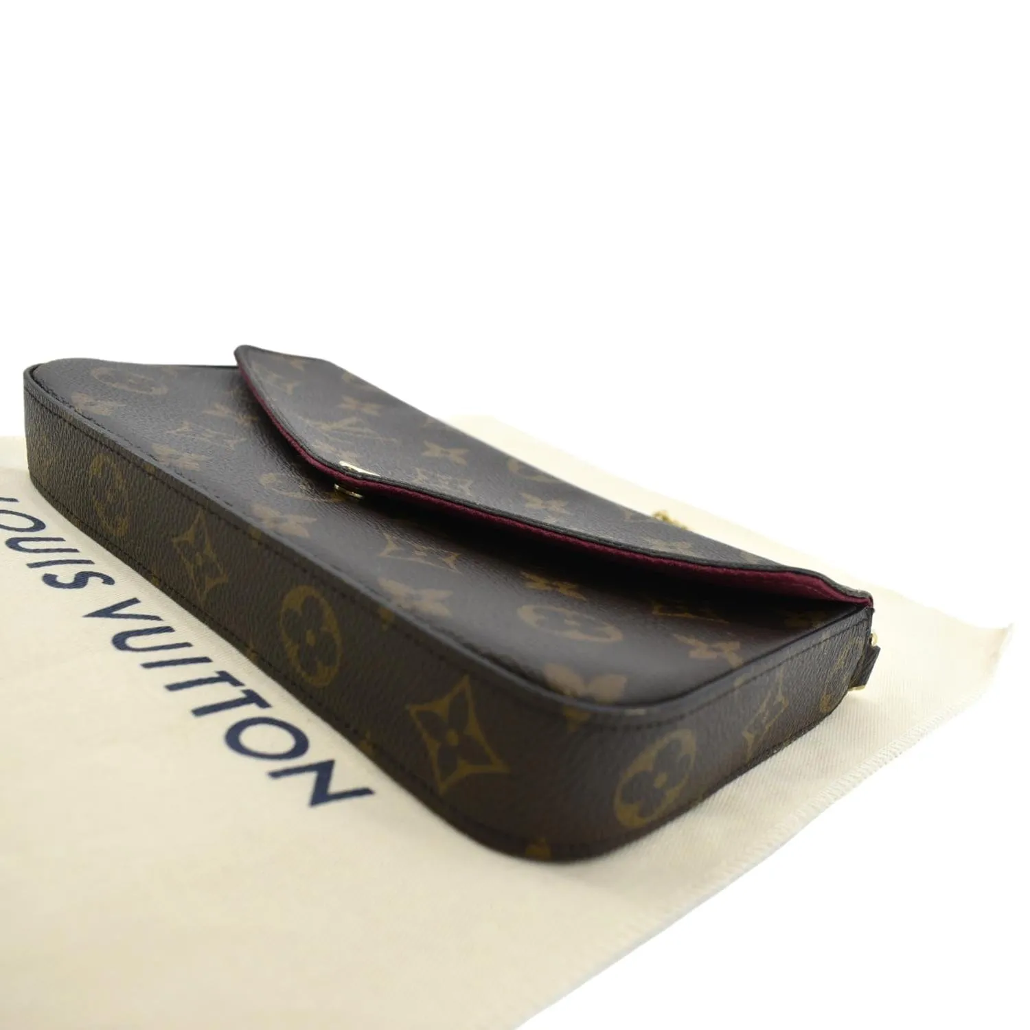 LOUIS VUITTON Felicie Monogram Canvas Pochette Crossbody Bag Fuchsia Pink