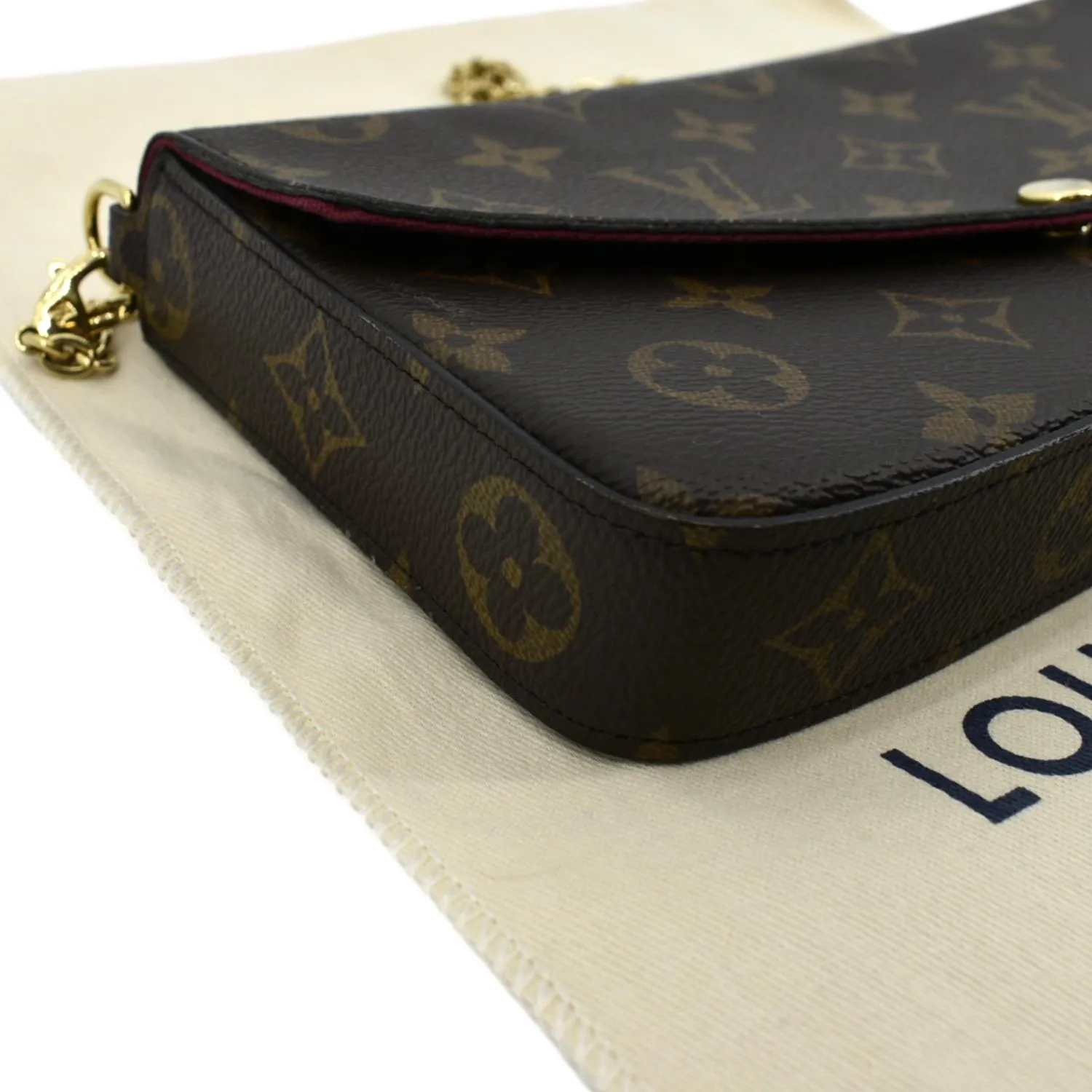 LOUIS VUITTON Felicie Monogram Canvas Pochette Crossbody Bag Fuchsia Pink