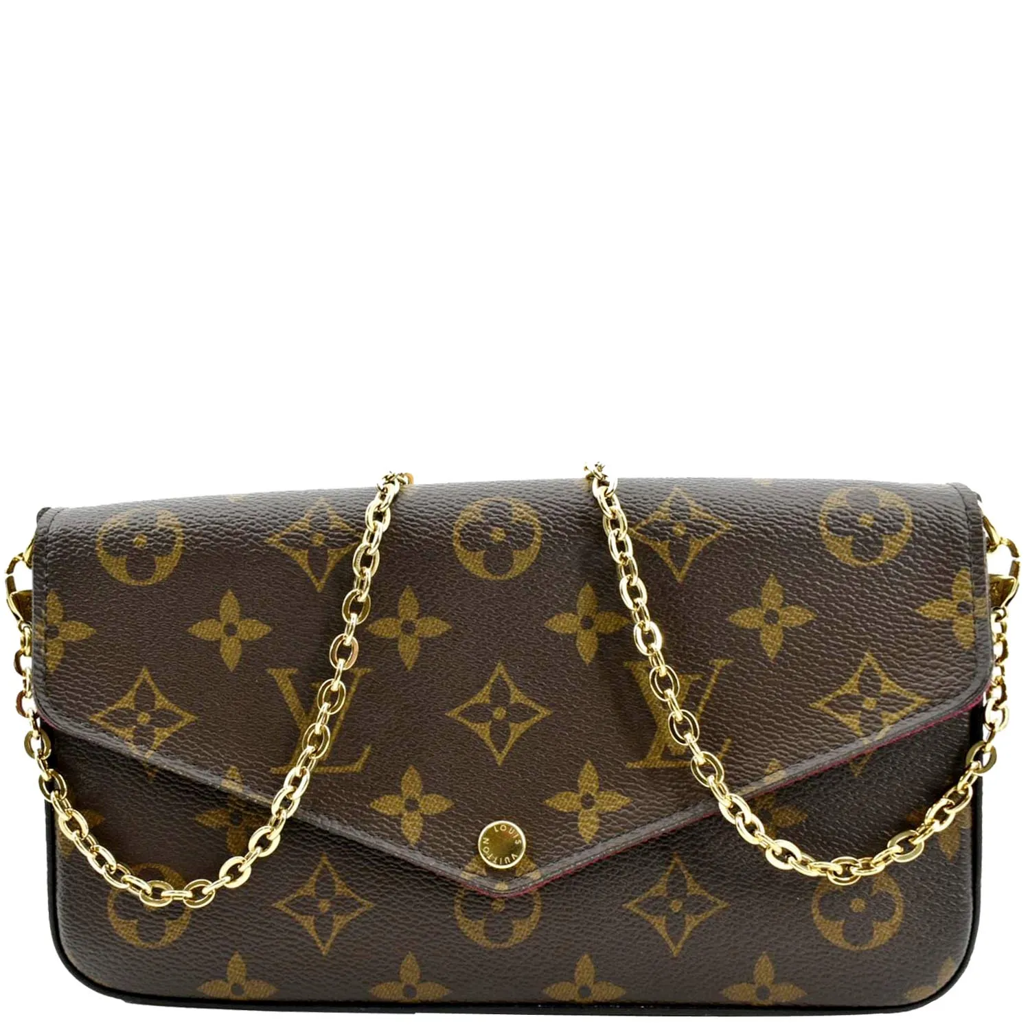 LOUIS VUITTON Felicie Monogram Canvas Pochette Crossbody Bag Fuchsia Pink