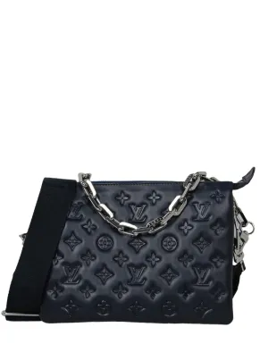 Louis Vuitton Navy Lambskin Monogram Coussin PM