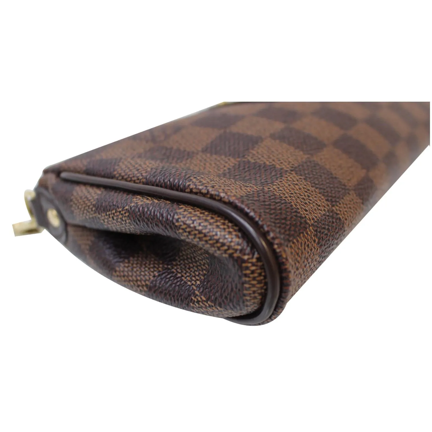 LOUIS VUITTON Pochette Eva Damier Ebene Clutch Crossbody Bag Brown