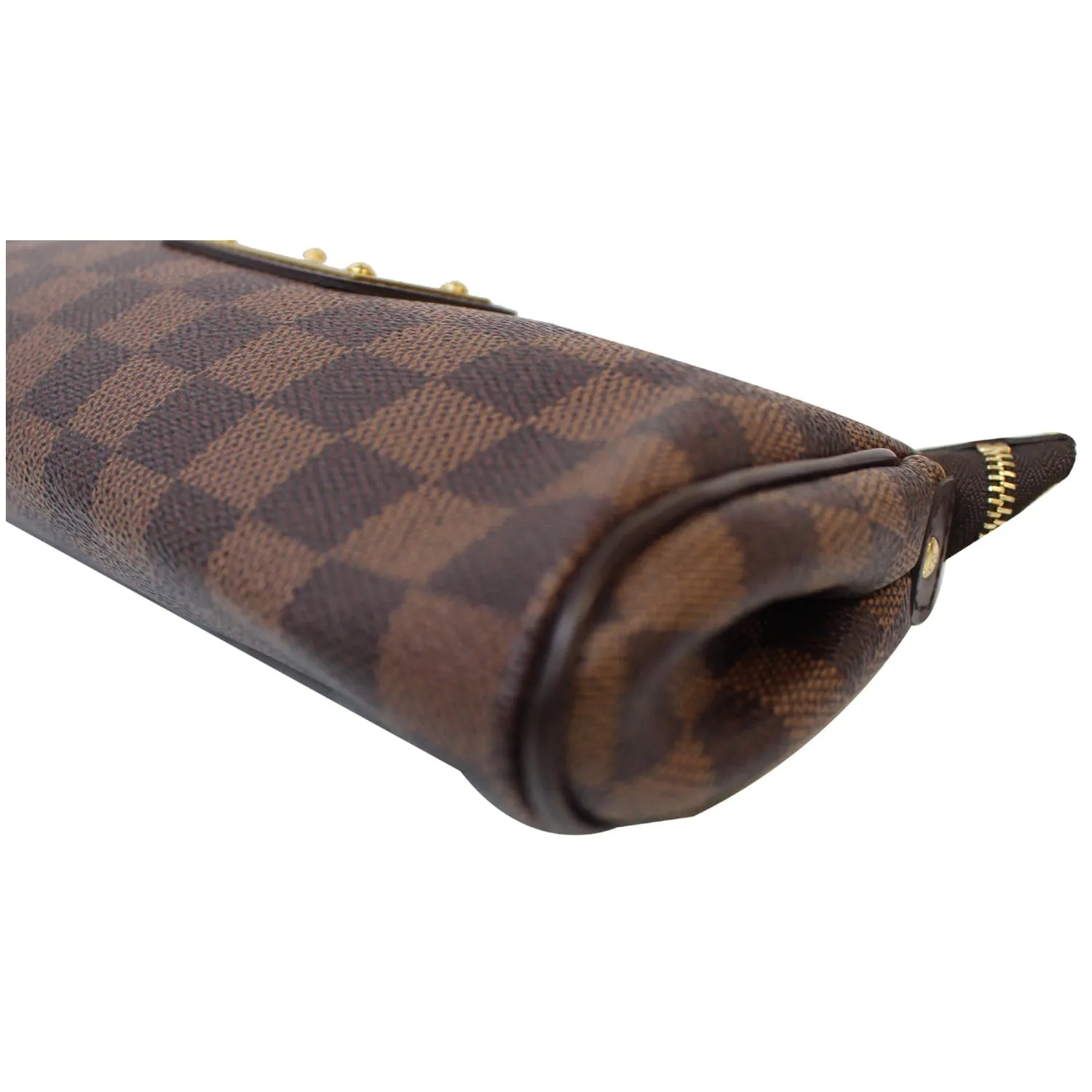 LOUIS VUITTON Pochette Eva Damier Ebene Clutch Crossbody Bag Brown
