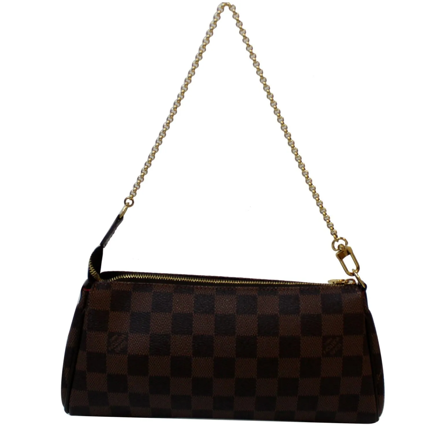 LOUIS VUITTON Pochette Eva Damier Ebene Clutch Crossbody Bag Brown