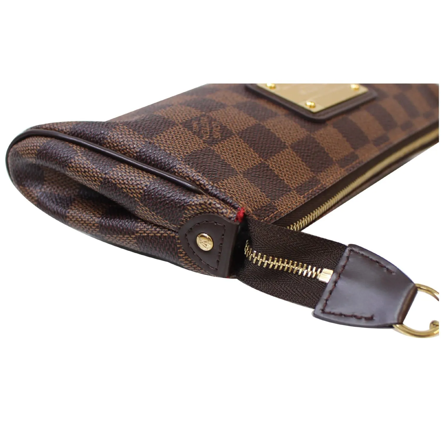LOUIS VUITTON Pochette Eva Damier Ebene Clutch Crossbody Bag Brown