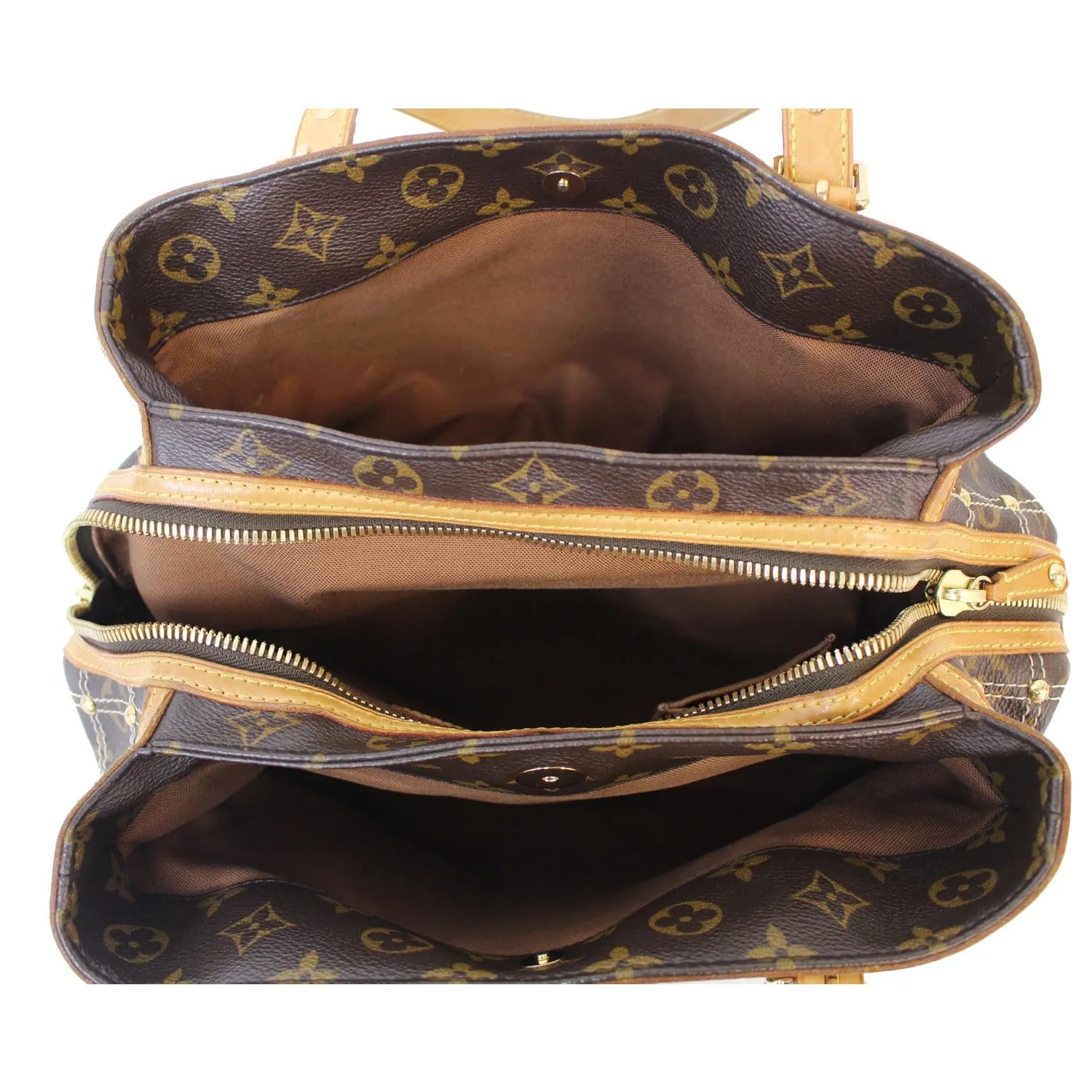 LOUIS VUITTON Riveting Monogram Canvas Tote Bag Brown - 15% OFF