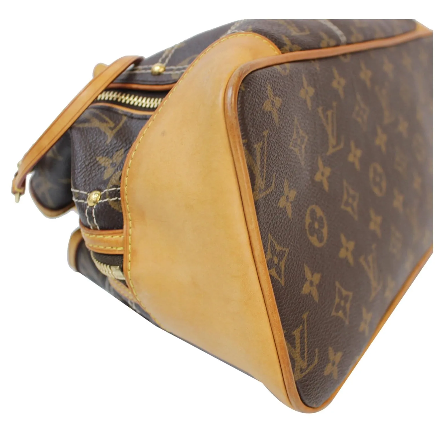 LOUIS VUITTON Riveting Monogram Canvas Tote Bag Brown - 15% OFF