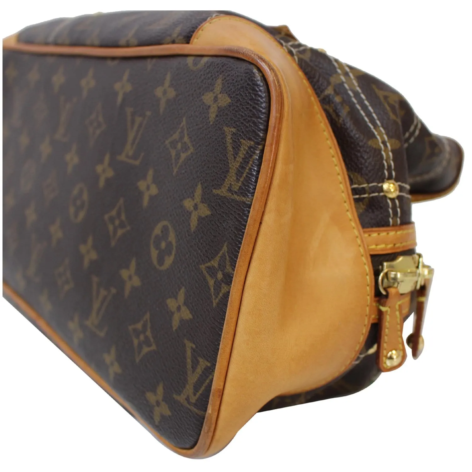 LOUIS VUITTON Riveting Monogram Canvas Tote Bag Brown - 15% OFF