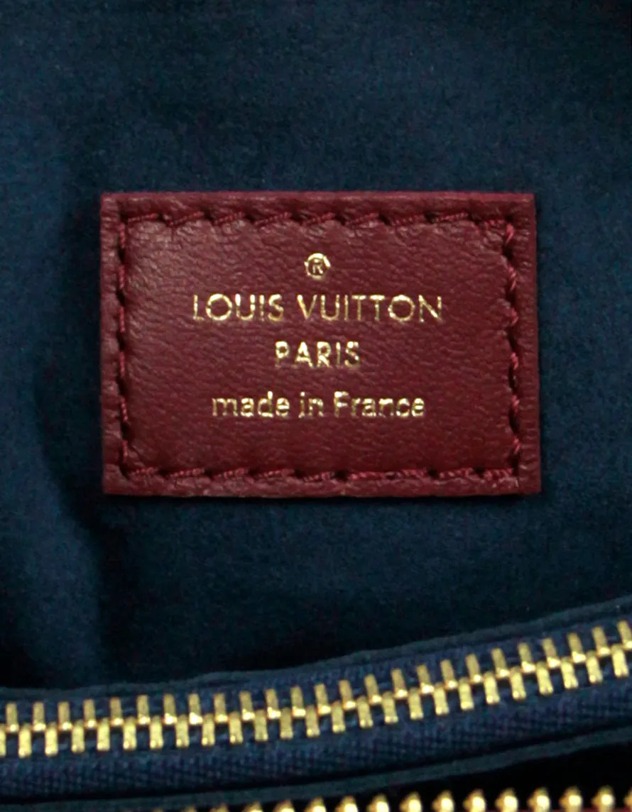 Louis Vuitton Wine Lambskin Leather Embossed Monogram Coussin PM Bag