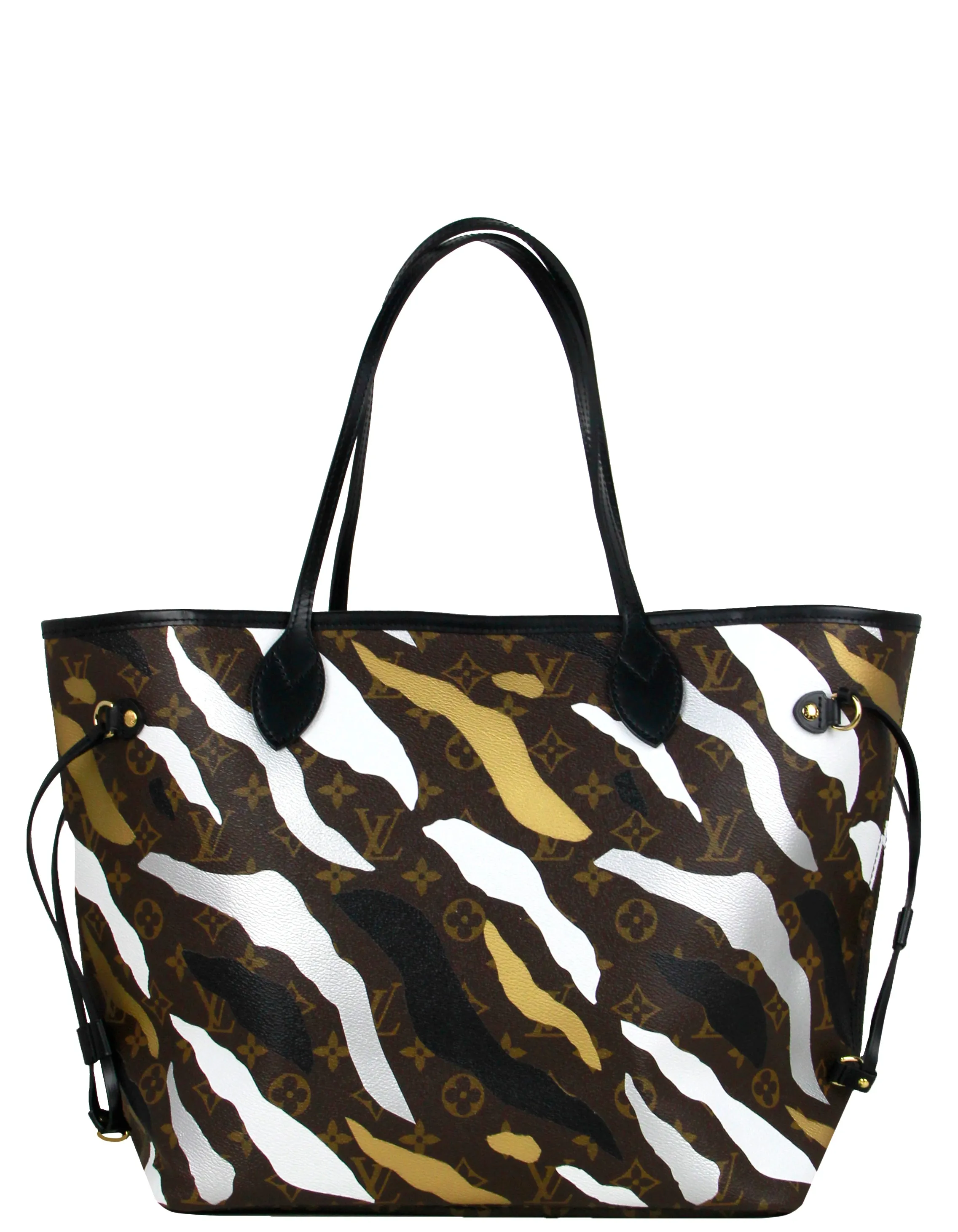 Louis Vuitton X LOL Gold/Silver Stripe Monogram Neverfull MM Tote Bag