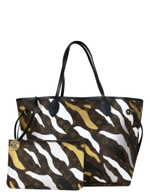 Louis Vuitton X LOL Gold/Silver Stripe Monogram Neverfull MM Tote Bag