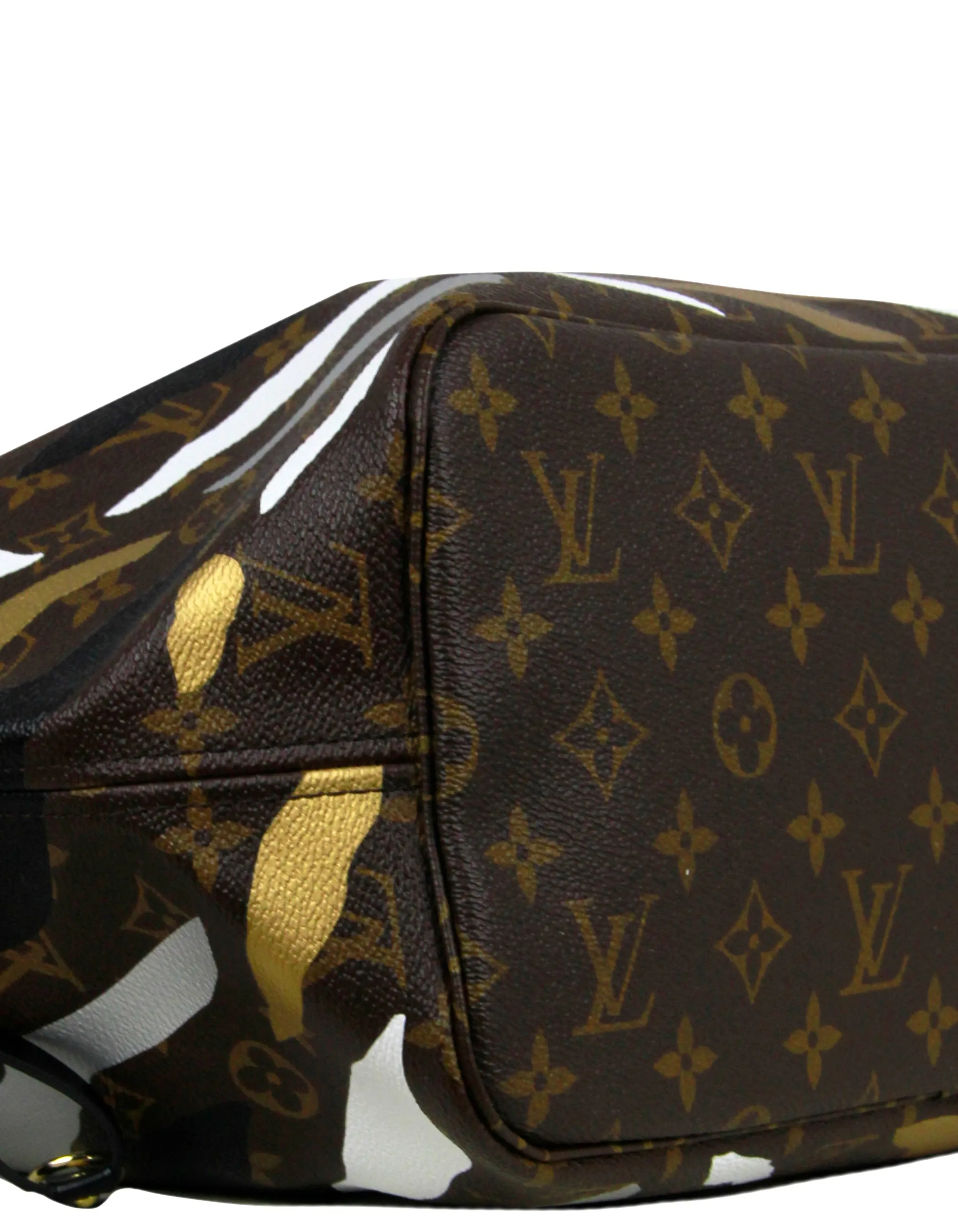 Louis Vuitton X LOL Gold/Silver Stripe Monogram Neverfull MM Tote Bag