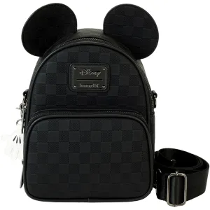 Loungefly Disney Mickey Mouse Checkered Texture Convertible Mini Backpack & Crossbody Bag
