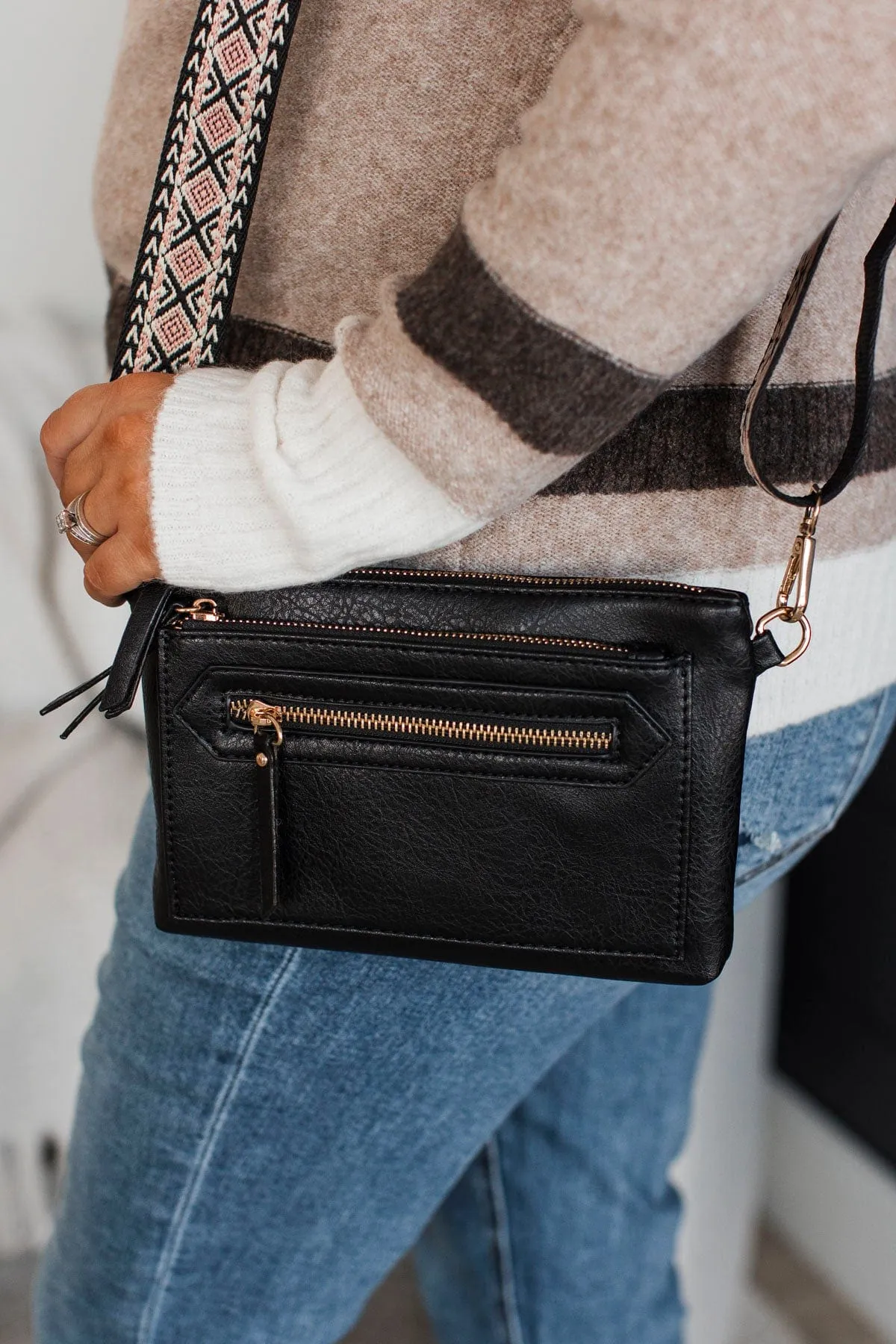 Luxurious Times Clutch Crossbody Purse- Black