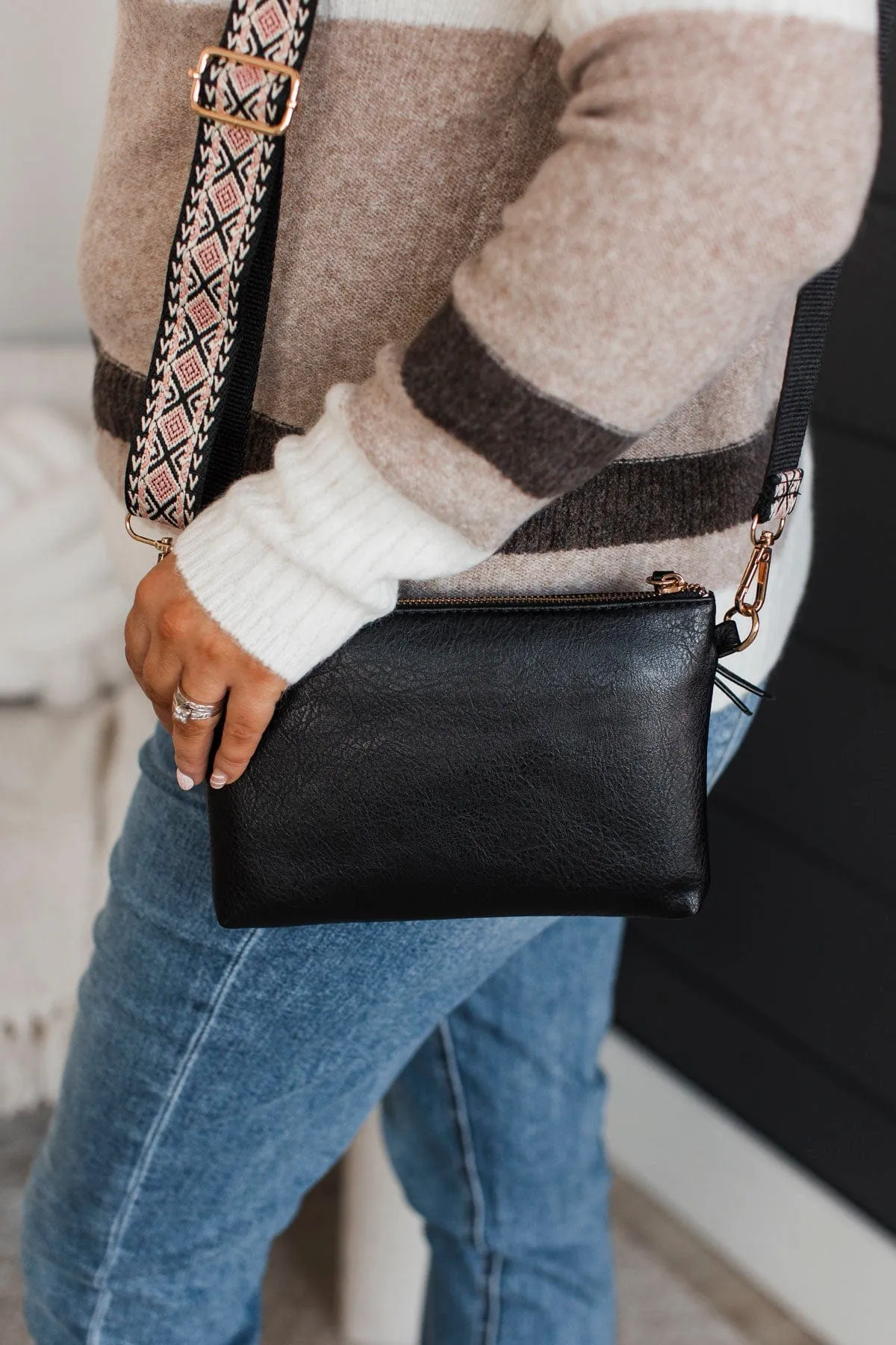 Luxurious Times Clutch Crossbody Purse- Black