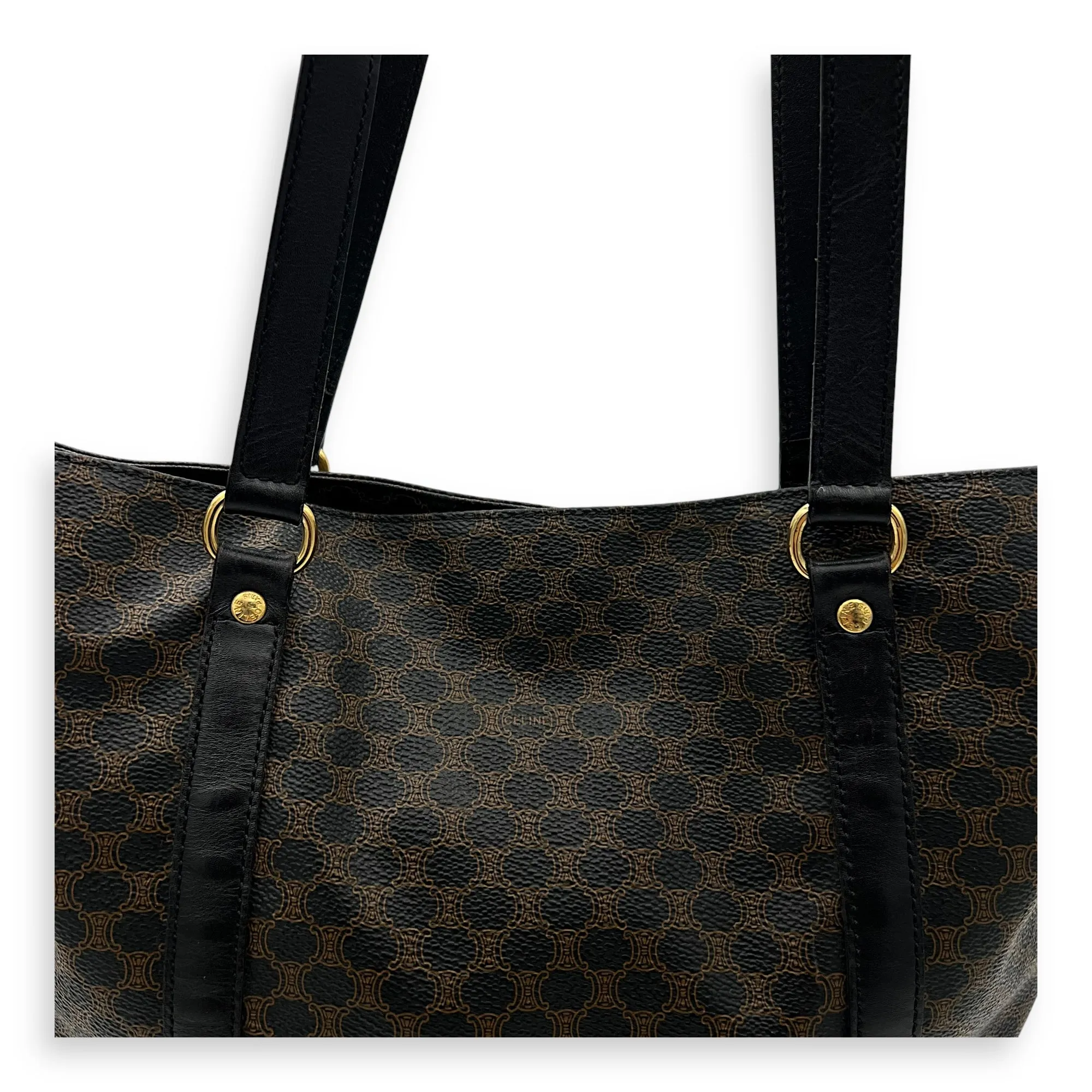 Macadam Tote Bag Black in Coated Canvas, Gold hardware