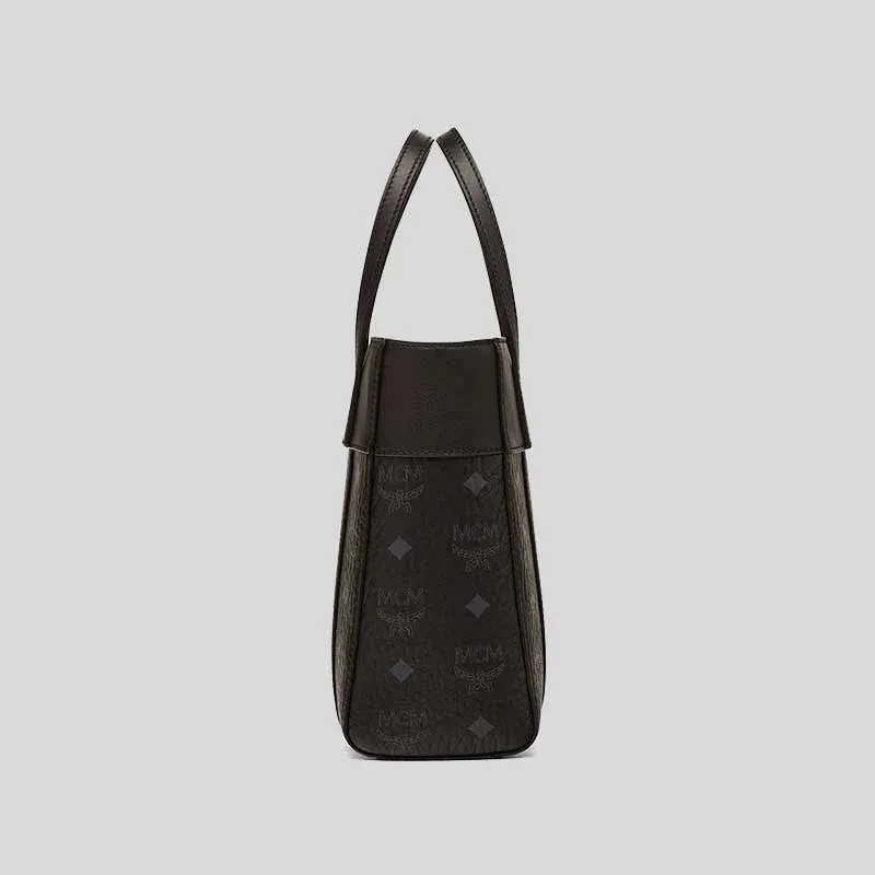 MCM Toni Top-Zip Shopper In Visetos Leather Mix Black RS-MWPDSTA01BK001