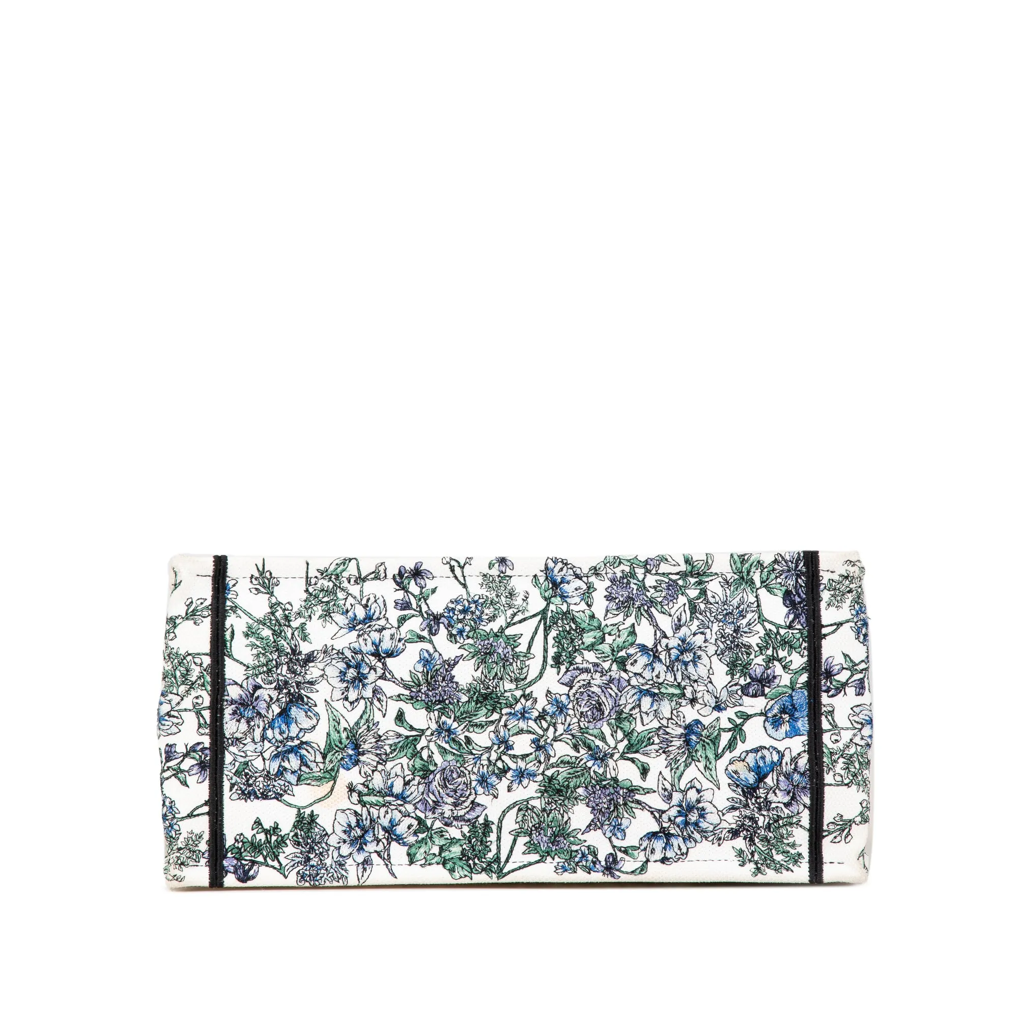 Medium Canvas Embroidered Flowers Book Tote