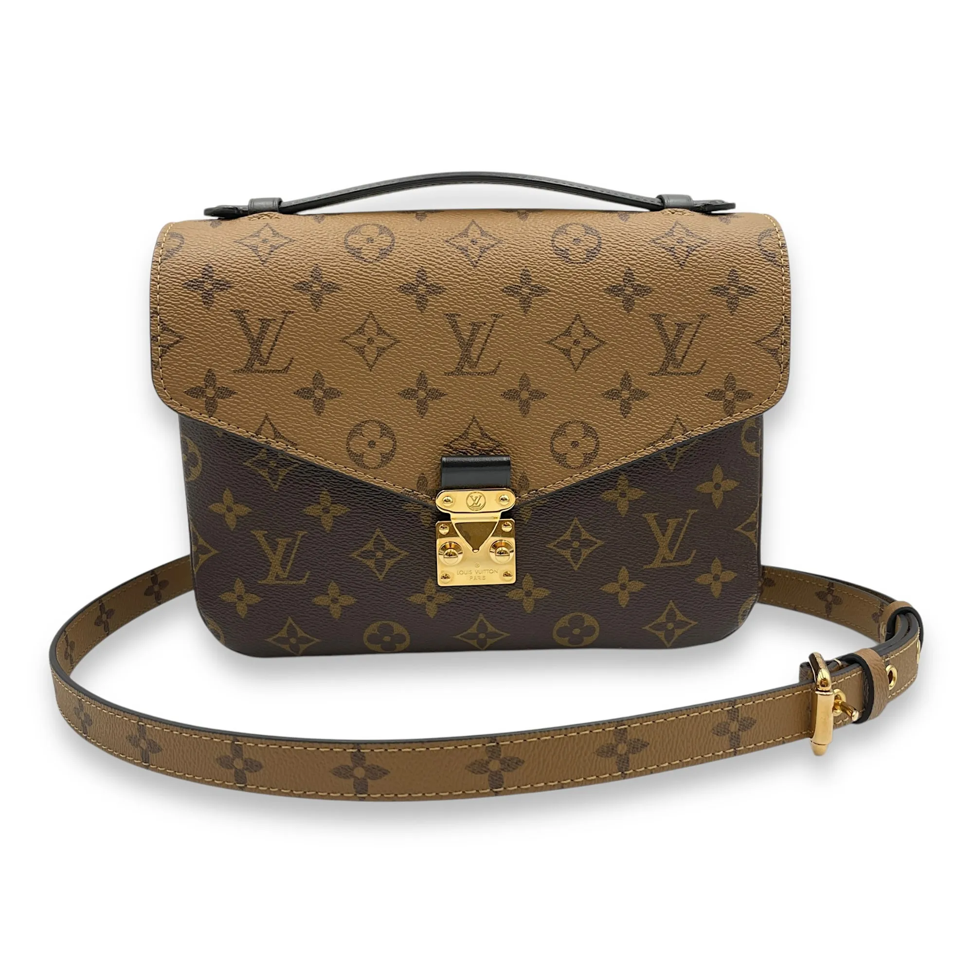 Metis MM Crossbody Bag in Coated Canvas, Gold hardware