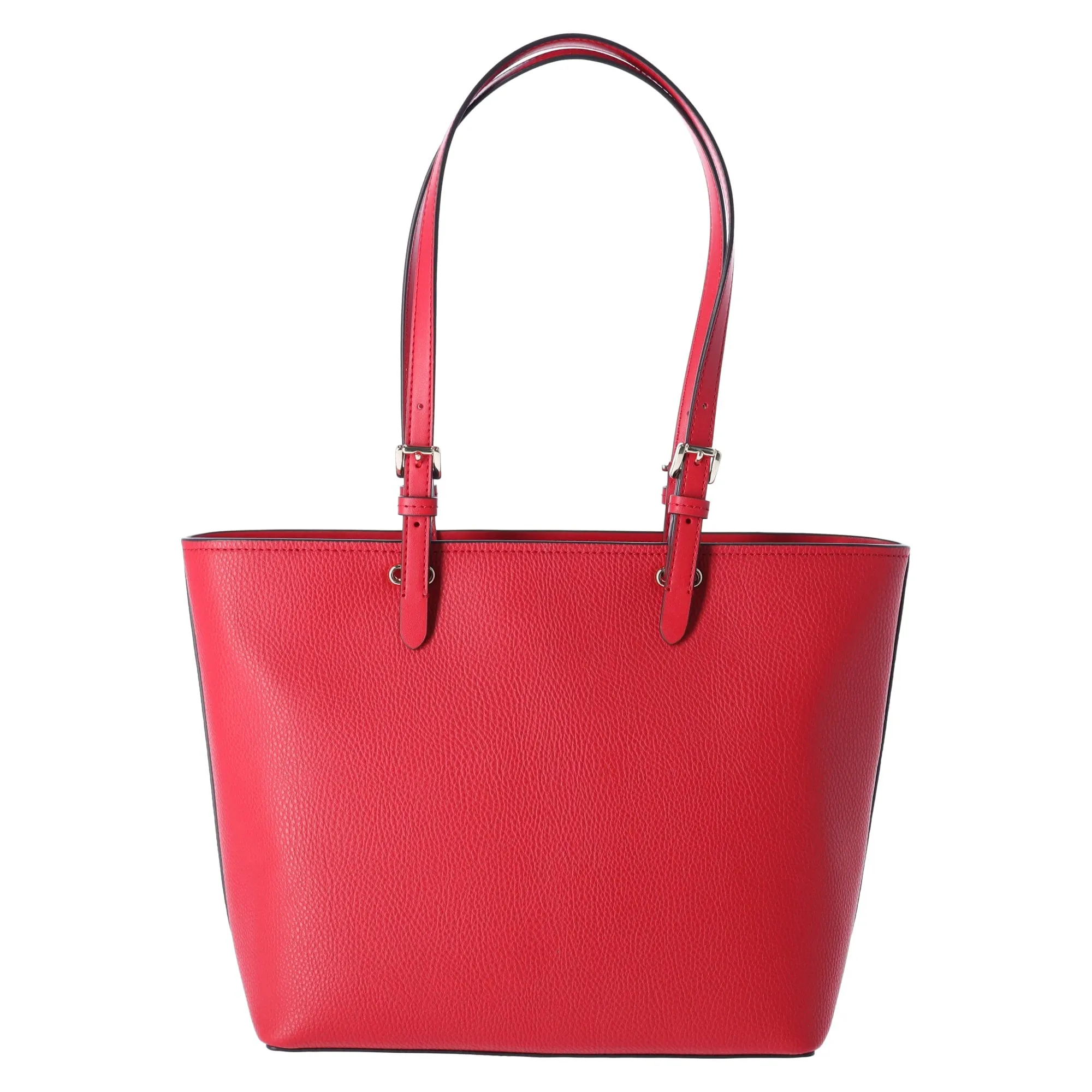 Michael Kors Jet Set Travel Medium Double Pocket Tote Vegan Leather Bright Red