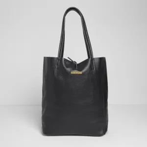 Milan - Soft Leather Tote Bag in Black