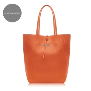 Milan - Soft Leather Tote Bag in Burnt Orange