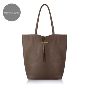 Milan - Soft Leather Tote Bag in Chocolate Brown
