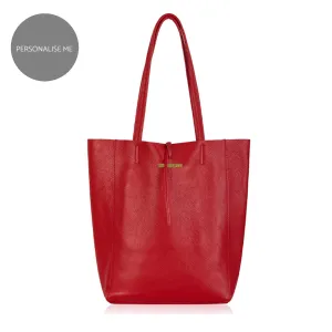 Milan - Soft Leather Tote Bag in Red